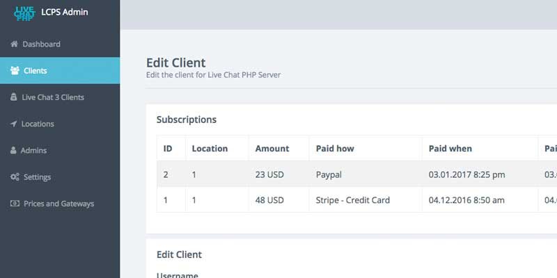 client all subscriptions