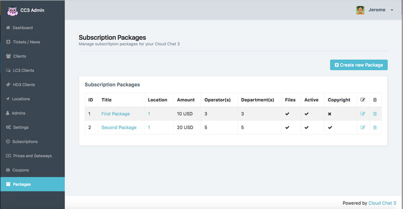 subscription package cloud chat 3